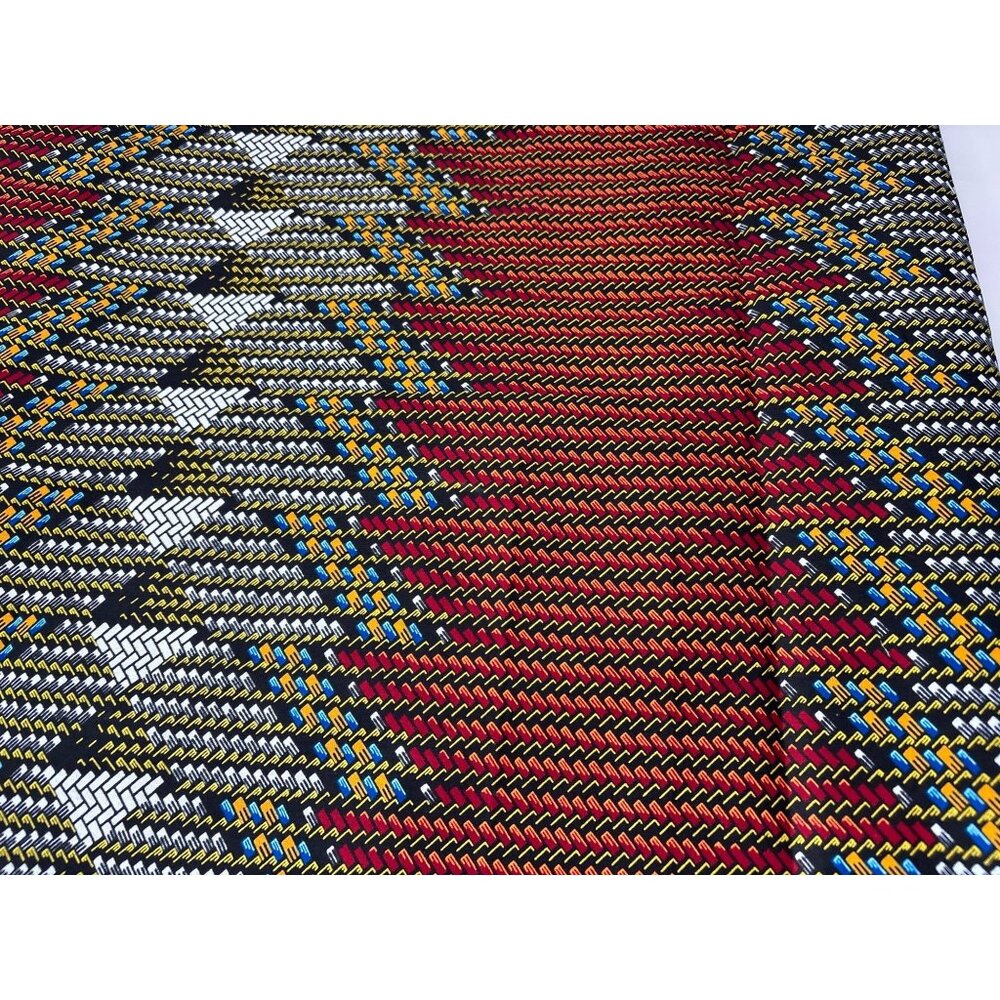 1/2 yard African Wax Block Print Fabric Bright Red Yellow Blue Pattern